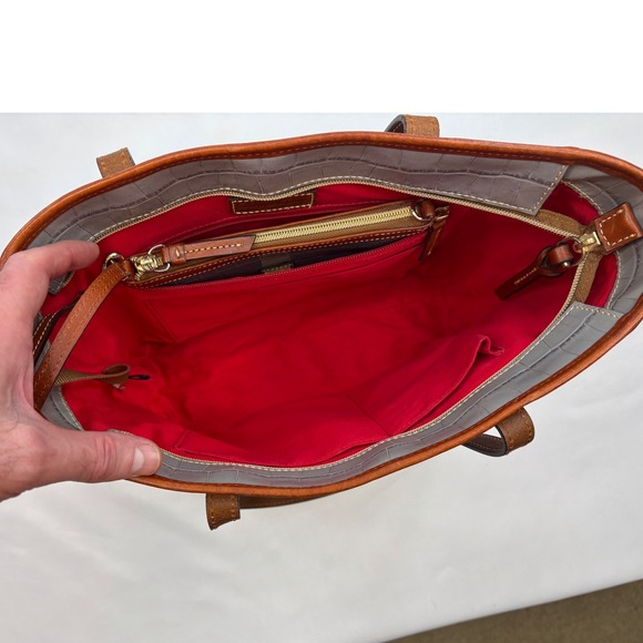 Dooney & Bourke Tote Bag in a Gray Crocodile-Embossed Leather Finish - Picture 10 of 16